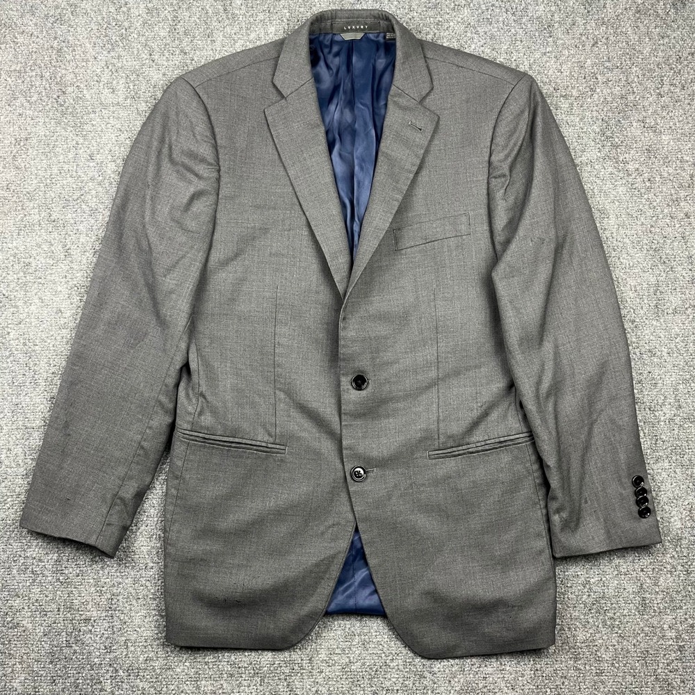 Indochino Luxury Mens Grey Wool/Cashmere Blazer Sport Coat Jacket 2 Button 38R